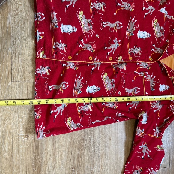 NICK & NORA DOWNHILL MONKEYS 100% COTTON Flannel Set Red Flannel Pajamas S - Picture 5 of 10